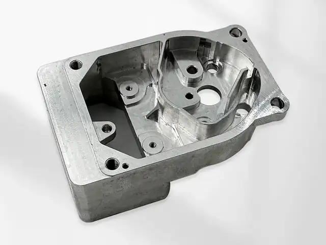 Aluminium housing — pocketed, tapped, machined on four faces